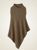 LanlyCashmere Cashmere Poncho for Women – Ribbed Knit Shawl Wrap Cape
