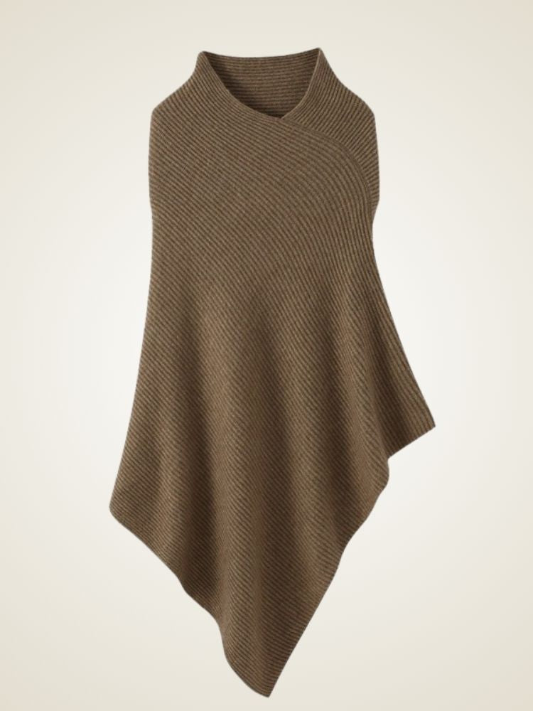LanlyCashmere Cashmere Poncho for Women – Ribbed Knit Shawl Wrap Cape
