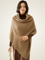 LanlyCashmere Cashmere Poncho for Women – Ribbed Knit Shawl Wrap Cape