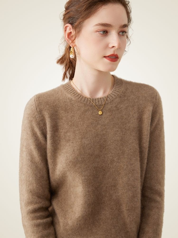 LanlyCashmere Classic Cashmere Sweater – Soft Crewneck Everyday Knit