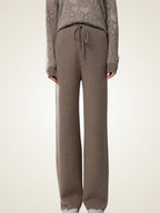 LanlyCashmere Fine Knit Cashmere Pants Straight Leg Drawstring