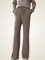 LanlyCashmere Fine Knit Cashmere Pants Straight Leg Drawstring