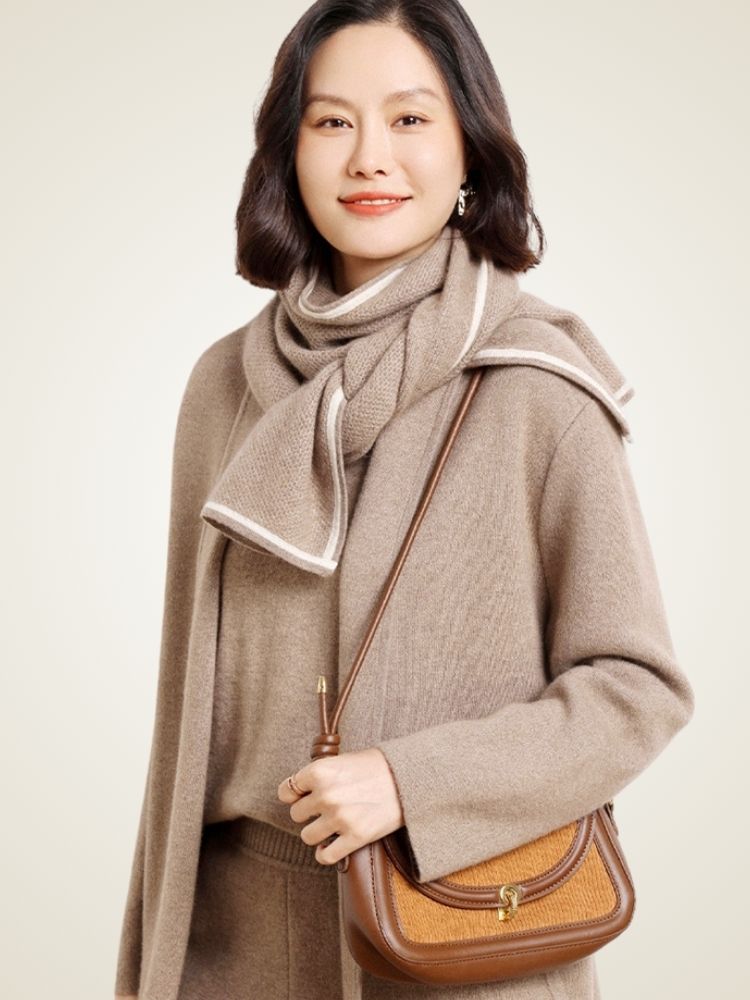 LanlyCashmere Lightweight Cashmere Scarf – Soft Honeycomb Knit Neck Wrap