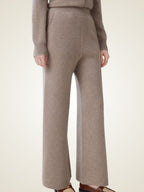 LanlyCashmere Women’s Cashmere Straight Leg Pants – High Waisted Knit Trousers