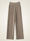 LanlyCashmere Women’s Cashmere Straight Leg Pants – High Waisted Knit Trousers