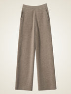 LanlyCashmere Women’s Cashmere Straight Leg Pants – High Waisted Knit Trousers