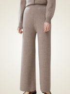 LanlyCashmere Women’s Cashmere Straight Leg Pants – High Waisted Knit Trousers