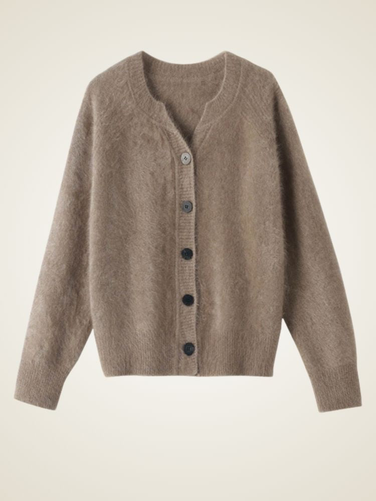 LanlyCashmere Women’s Fluffy Cashmere Cardigan – Cozy Soft Button Knit Sweater
