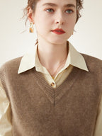Lanlycashmere V-Neck Cashmere Sweater Vest – Classic Lightweight Knit Top