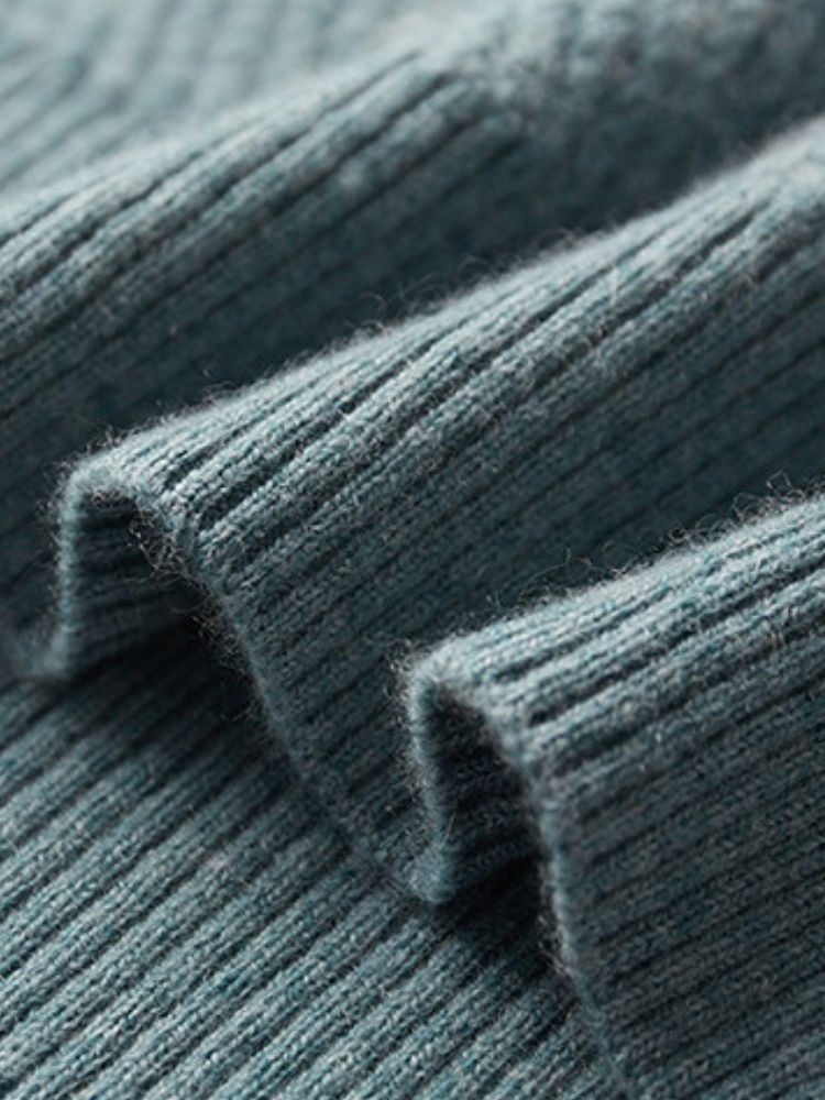 LanlyCashmere Men’s Striped Cashmere Sweater – Textured Knit Crew Neck Pullover