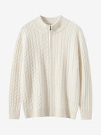 Lanly Cashmere Men's Full-Zip Sweater - Cable Knit Cardigan