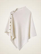 LanlyCashmere Buttoned Cashmere Poncho – Elegant Soft Knit Wrap Cape