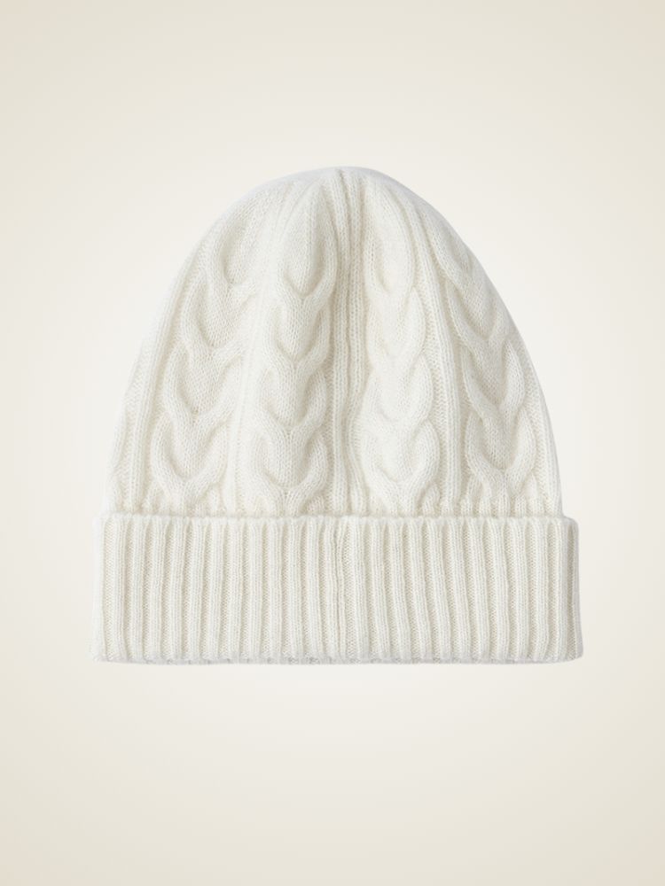 LanlyCashmere Cable Knit Cashmere Beanie – Soft Warm Winter Hat for Women