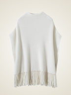LanlyCashmere Cashmere Poncho with Fringe – Soft Lightweight Shawl Wrap