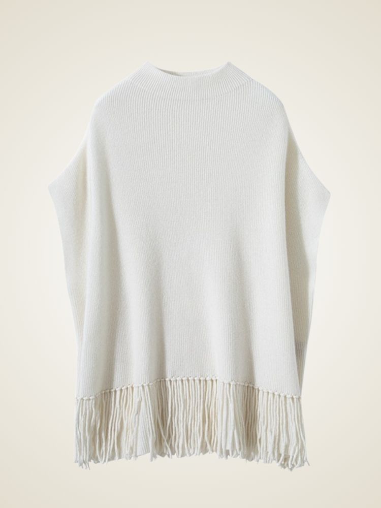 LanlyCashmere Cashmere Poncho with Fringe – Soft Lightweight Shawl Wrap