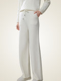 LanlyCashmere Fine Knit Cashmere Pants Straight Leg Drawstring