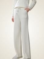 LanlyCashmere Fine Knit Cashmere Pants Straight Leg Drawstring