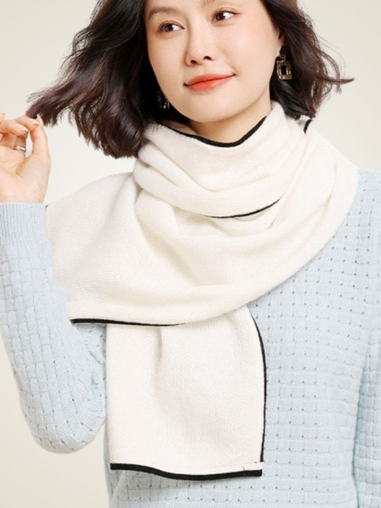LanlyCashmere Lightweight Cashmere Scarf – Soft Honeycomb Knit Neck Wrap