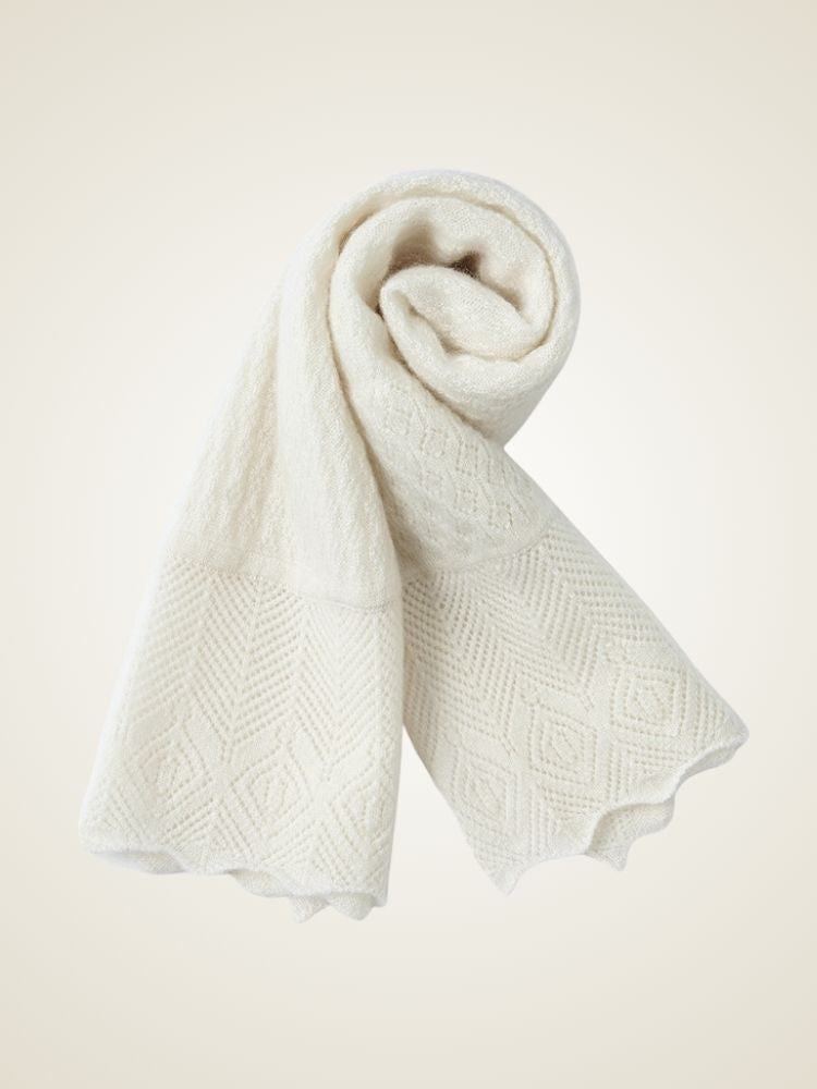 LanlyCashmere Perforated Cashmere Scarf – Lightweight Knit Neck Warmer
