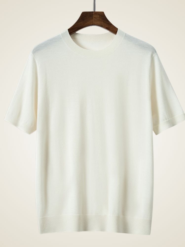 LanlyCashmere Super Fine Cashmere T-Shirt – Lightweight Knit Crew Neck