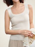 LanlyCashmere Women’s Cashmere Tank Top – Ribbed Knit Sleeveless Sweater