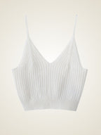 LanlyCashmere Women’s Ribbed Cashmere Bralette – Soft Knit Crop Top