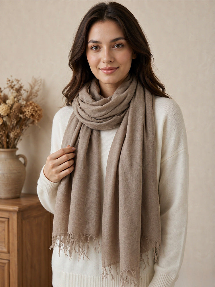 Featherlight Cashmere Wrap - Ultra Fine 100% Cashmere Fringe Shawl