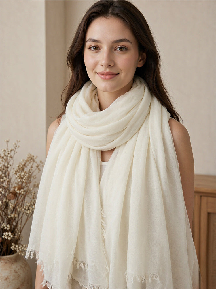 Featherlight Cashmere Wrap - Ultra Fine 100% Cashmere Fringe Shawl