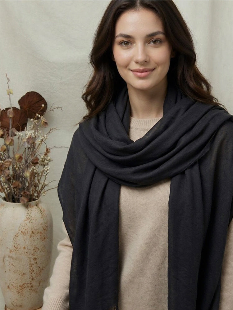 Featherlight Cashmere Wrap - Ultra Fine 100% Cashmere Fringe Shawl