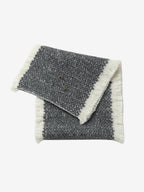 LANLY Yak Wool Short Scarf - Textured Bouclé Neck Warmer with Decorative Safety Pin Accent & Fringed Edge