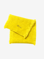 LANLY Yak Wool Short Scarf - Textured Bouclé Neck Warmer with Decorative Safety Pin Accent & Fringed Edge