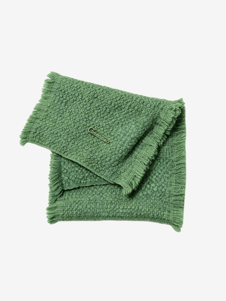 LANLY Yak Wool Short Scarf - Textured Bouclé Neck Warmer with Decorative Safety Pin Accent & Fringed Edge