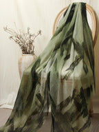 Lanly Hand Painted Cashmere Shawl - 100% Inner Mongolian Lightweight Ultra-Sheer Ink Wash Scarf