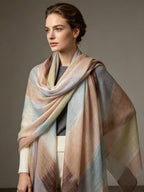 Lanly Hand Painted Cashmere Shawl - 100% Inner Mongolian Lightweight Ultra-Sheer Ink Wash Scarf