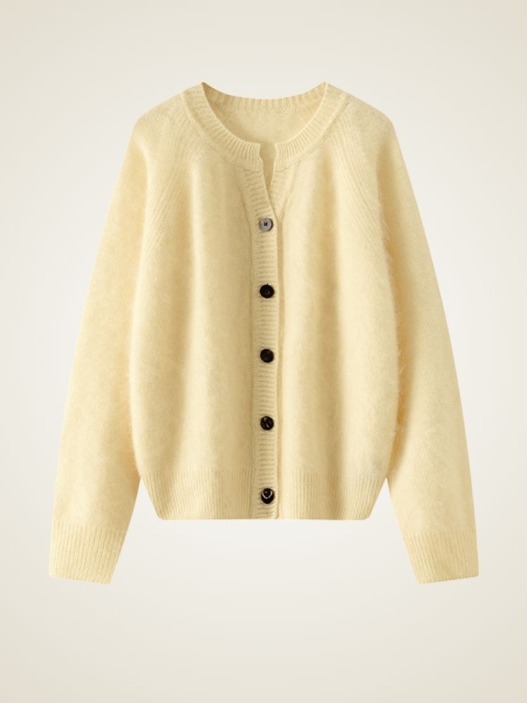 LanlyCashmere Women’s Fluffy Cashmere Cardigan – Cozy Soft Button Knit Sweater